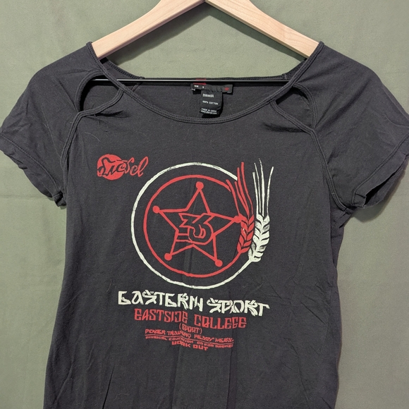 Diesel Black Graphic Crop Top - Picture 1 of 3